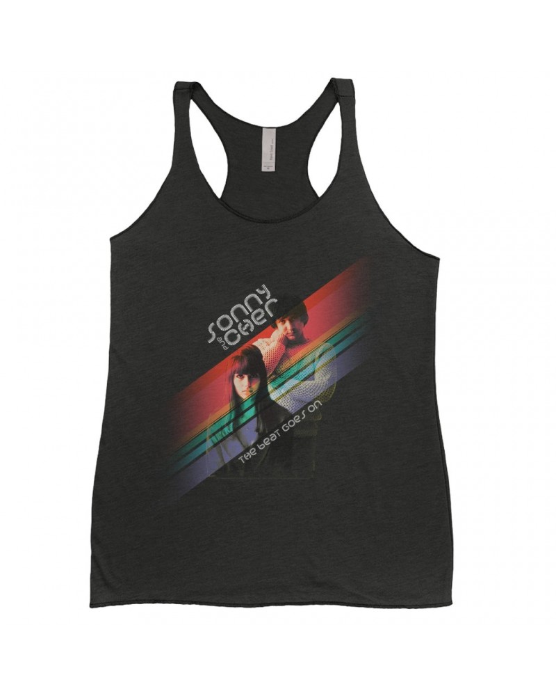 Sonny & Cher Ladies' Tank Top | The Beat Goes On Primary Color Stripes Shirt $3.14 Shirts