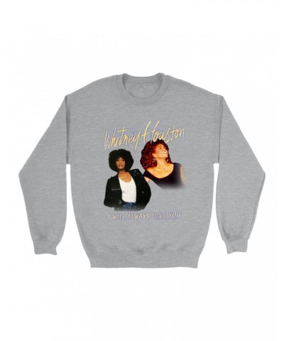 Whitney Houston Sweatshirt | I Will Always Love You Yellow Photo Collage Image Sweatshirt $4.95 Sweatshirts