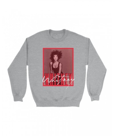 Whitney Houston Sweatshirt | Whitney Red Tone Photo Design Sweatshirt $9.59 Sweatshirts