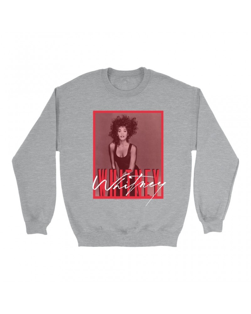 Whitney Houston Sweatshirt | Whitney Red Tone Photo Design Sweatshirt $9.59 Sweatshirts