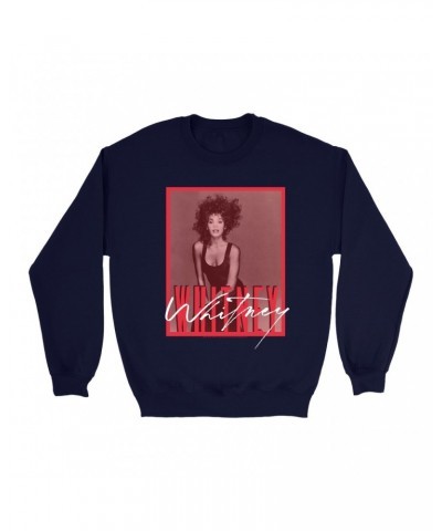 Whitney Houston Sweatshirt | Whitney Red Tone Photo Design Sweatshirt $9.59 Sweatshirts