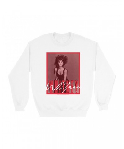 Whitney Houston Sweatshirt | Whitney Red Tone Photo Design Sweatshirt $9.59 Sweatshirts