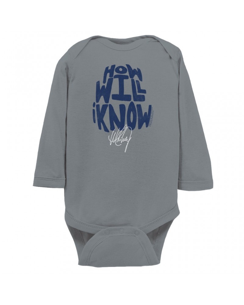 Whitney Houston Long Sleeve Bodysuit | How Will I Know Navy Design Distressed Bodysuit $8.32 Shirts