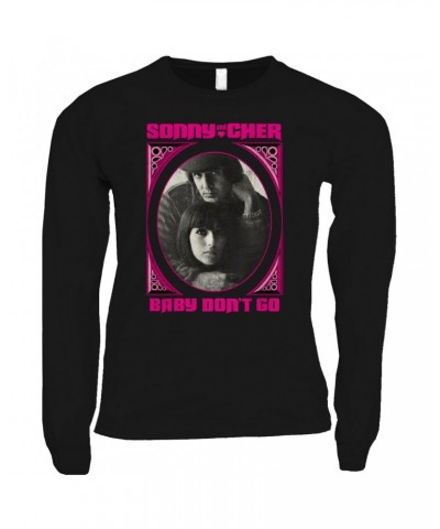 Sonny & Cher Long Sleeve Shirt | Baby Don't Go Pink Frame Image Distressed Shirt $14.24 Shirts