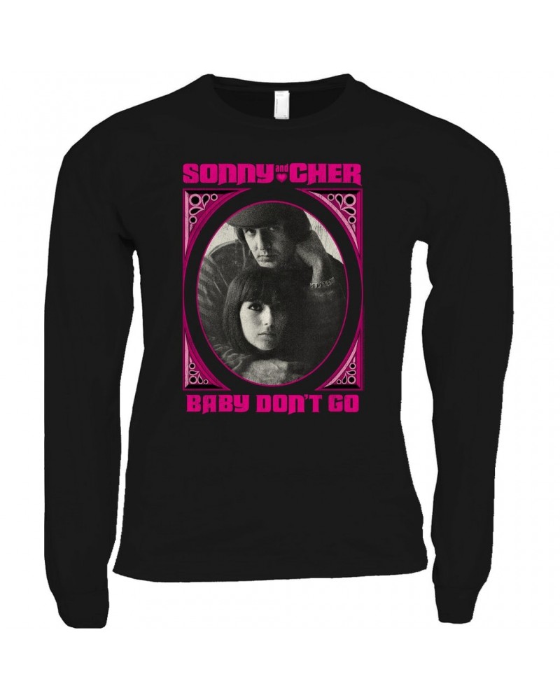 Sonny & Cher Long Sleeve Shirt | Baby Don't Go Pink Frame Image Distressed Shirt $14.24 Shirts