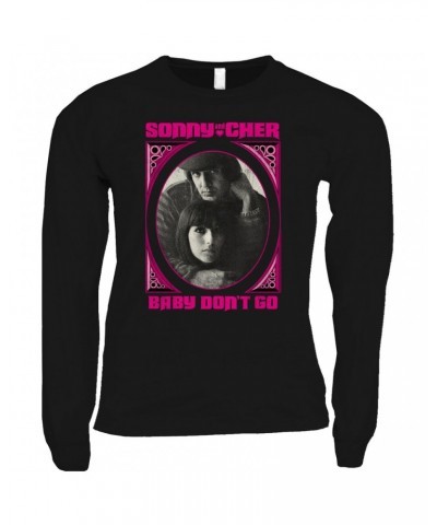 Sonny & Cher Long Sleeve Shirt | Baby Don't Go Pink Frame Image Distressed Shirt $14.24 Shirts