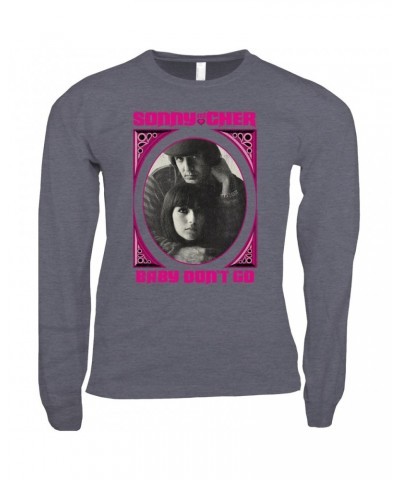 Sonny & Cher Long Sleeve Shirt | Baby Don't Go Pink Frame Image Distressed Shirt $14.24 Shirts