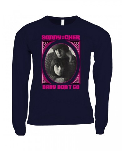 Sonny & Cher Long Sleeve Shirt | Baby Don't Go Pink Frame Image Distressed Shirt $14.24 Shirts