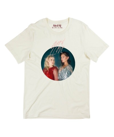 Aly & AJ Good Love Pink Sparkle Single Photo Ivory Tee $4.55 Shirts