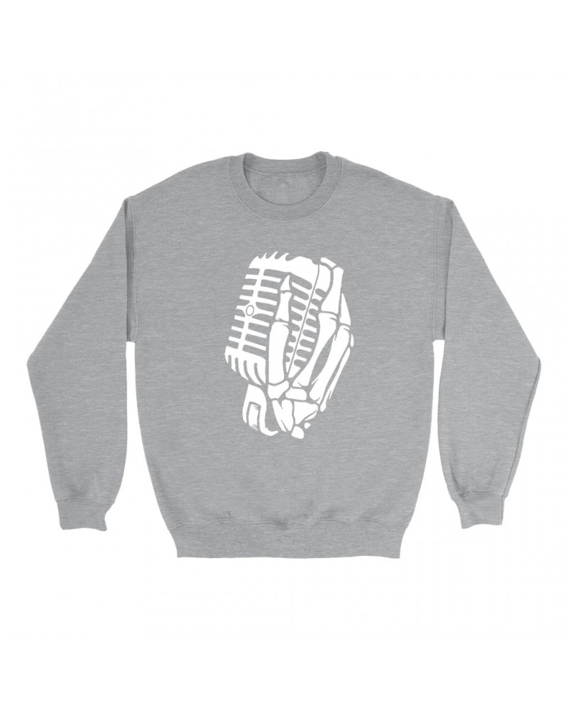 Music Life Sweatshirt | Skelehands On The Mic Sweatshirt $7.21 Sweatshirts