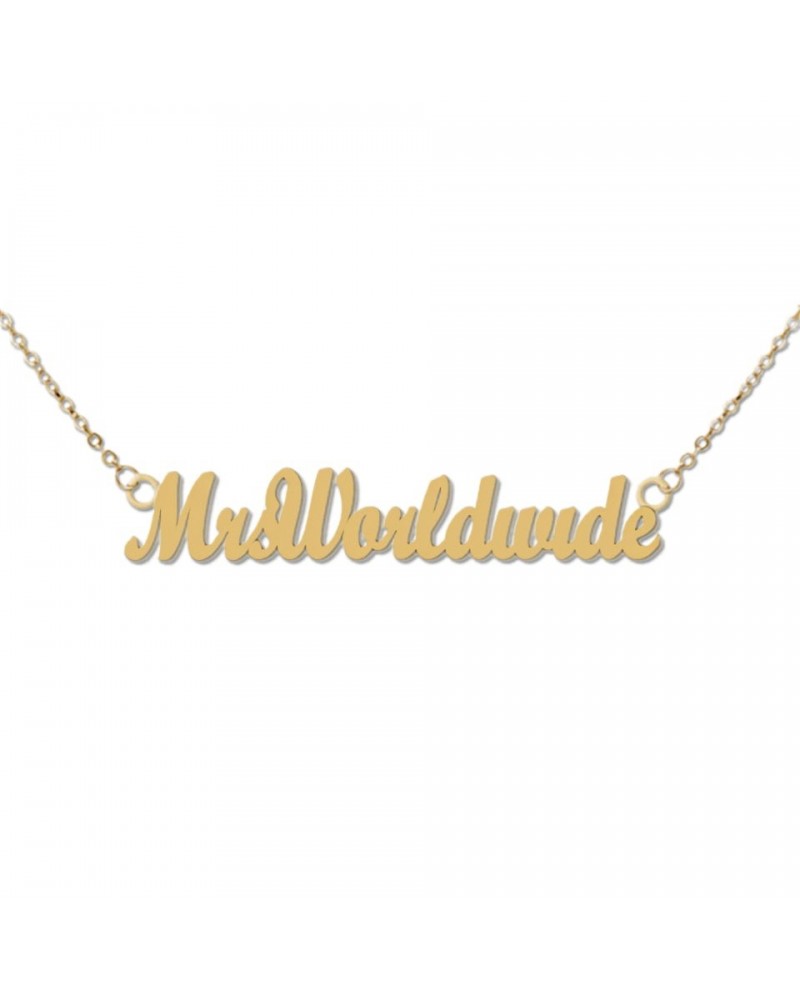 Pitbull Mrs. Worldwide Matte Gold Necklace $12.91 Accessories