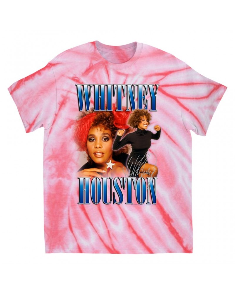 Whitney Houston T-Shirt | Blue Collage Duo Tie Dye Shirt $6.62 Shirts