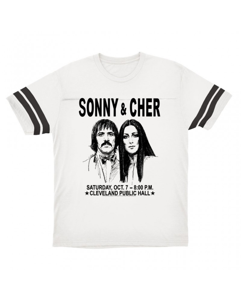 Sonny & Cher T-Shirt | Cleveland Hall Concert Poster Football Shirt $7.71 Shirts