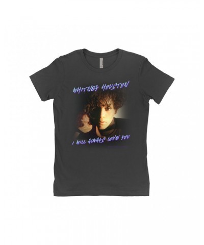 Whitney Houston Ladies' Boyfriend T-Shirt | I Will Always Love You Script Photo Collage Design Shirt $12.06 Shirts