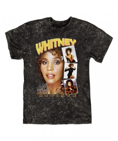 Whitney Houston T-shirt | Film Strip Collage Design Mineral Wash Shirt $11.27 Shirts