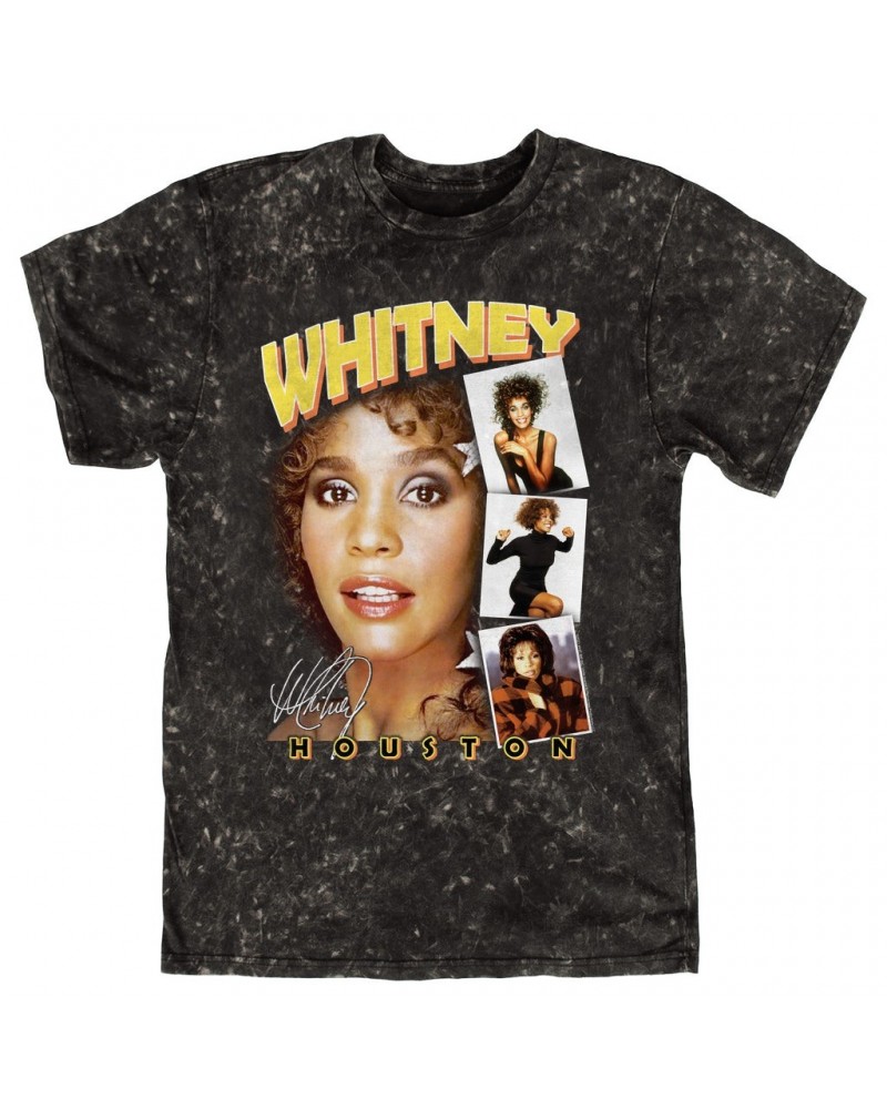 Whitney Houston T-shirt | Film Strip Collage Design Mineral Wash Shirt $11.27 Shirts