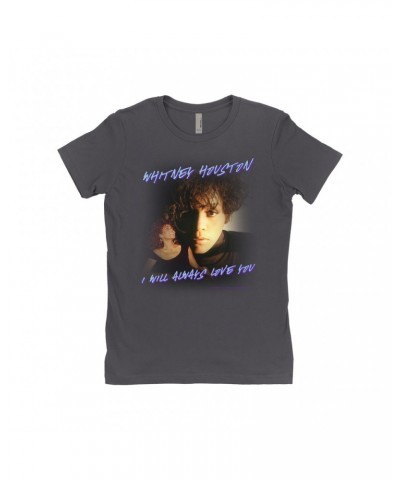 Whitney Houston Ladies' Boyfriend T-Shirt | I Will Always Love You Script Photo Collage Design Shirt $12.06 Shirts