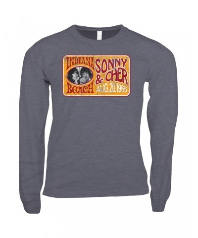 Sonny & Cher Long Sleeve Shirt | Indiana Beach Red And Gold Concert Banner Distressed Shirt $13.10 Shirts