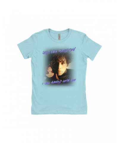 Whitney Houston Ladies' Boyfriend T-Shirt | I Will Always Love You Script Photo Collage Design Shirt $12.06 Shirts