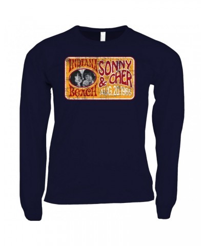 Sonny & Cher Long Sleeve Shirt | Indiana Beach Red And Gold Concert Banner Distressed Shirt $13.10 Shirts