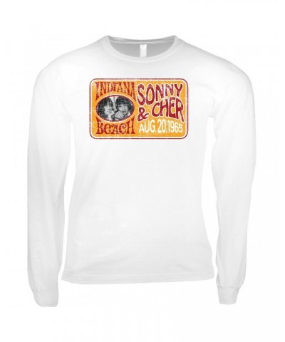 Sonny & Cher Long Sleeve Shirt | Indiana Beach Red And Gold Concert Banner Distressed Shirt $13.10 Shirts