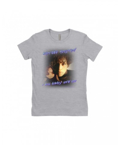 Whitney Houston Ladies' Boyfriend T-Shirt | I Will Always Love You Script Photo Collage Design Shirt $12.06 Shirts