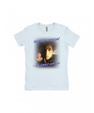 Whitney Houston Ladies' Boyfriend T-Shirt | I Will Always Love You Script Photo Collage Design Shirt $12.06 Shirts