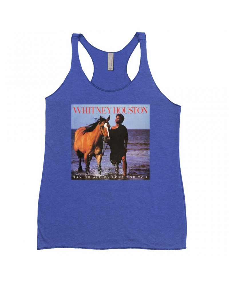 Whitney Houston Bold Colored Racerback Tank | Saving All My Love For You Album Cover Shirt $12.21 Shirts