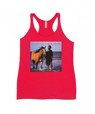 Whitney Houston Bold Colored Racerback Tank | Saving All My Love For You Album Cover Shirt $12.21 Shirts