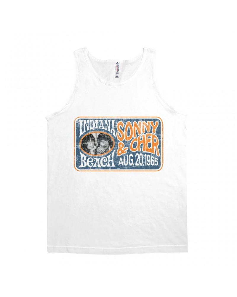 Sonny & Cher Unisex Tank Top | Indiana Beach Horizontal Concert Banner Distressed Shirt $4.04 Shirts