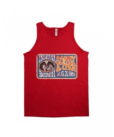 Sonny & Cher Unisex Tank Top | Indiana Beach Horizontal Concert Banner Distressed Shirt $4.04 Shirts