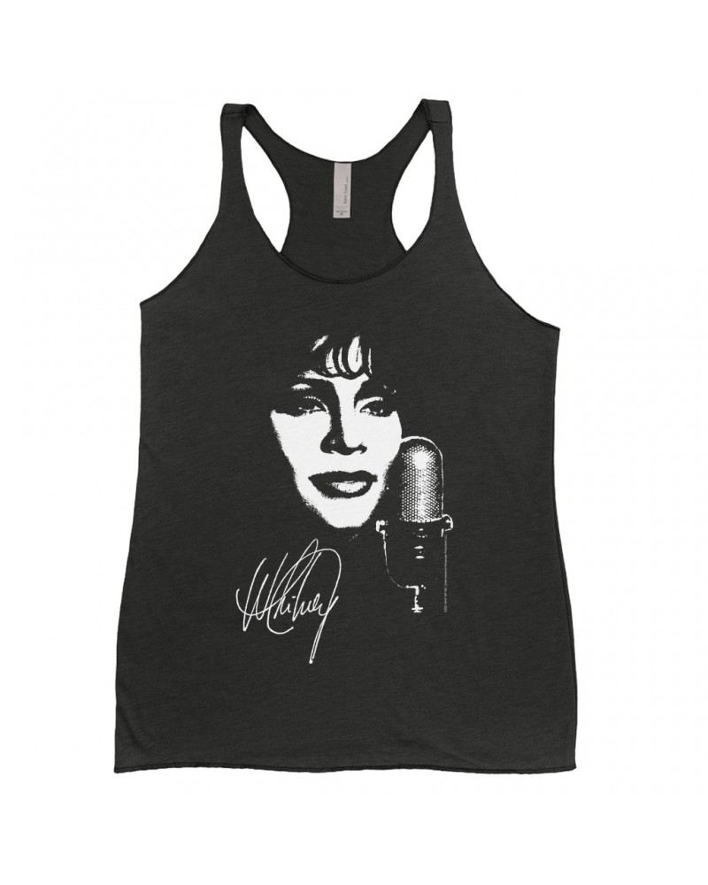 Whitney Houston Ladies' Tank Top | Whitney Portrait Signature In White Shirt $4.61 Shirts