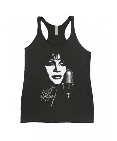 Whitney Houston Ladies' Tank Top | Whitney Portrait Signature In White Shirt $4.61 Shirts