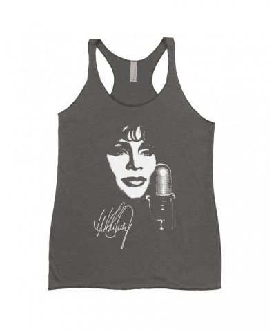 Whitney Houston Ladies' Tank Top | Whitney Portrait Signature In White Shirt $4.61 Shirts