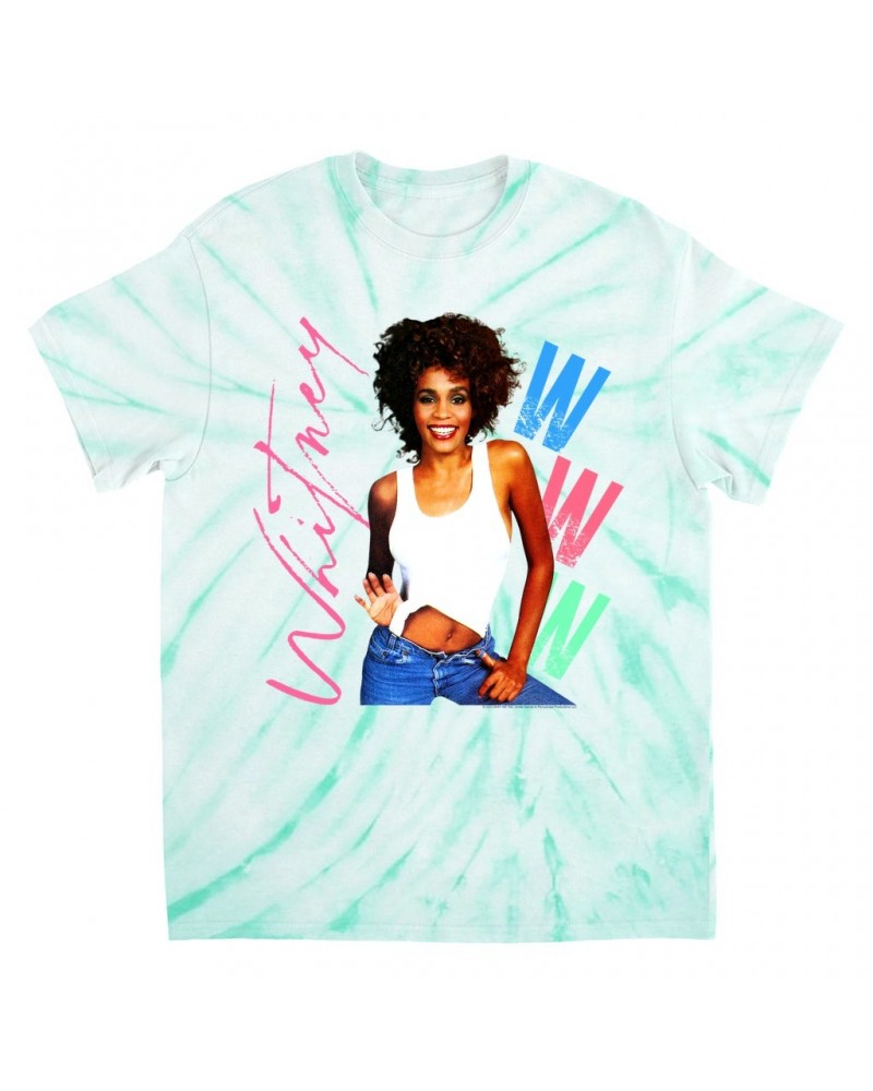 Whitney Houston T-Shirt | Whitney Pastel W Design Tie Dye Shirt $15.97 Shirts