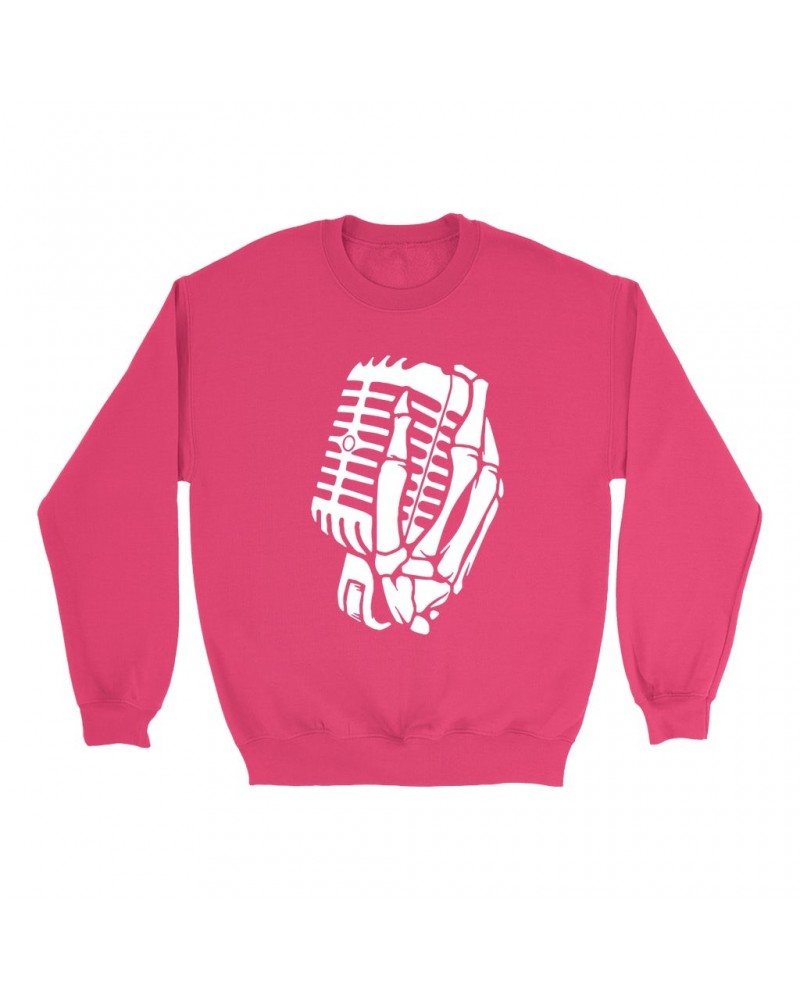 Music Life Colorful Sweatshirt | Skelehands On The Mic Sweatshirt $7.38 Sweatshirts